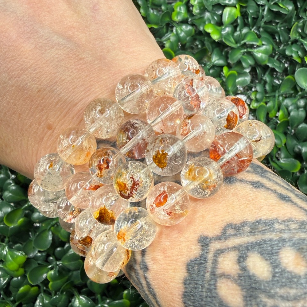 High Quality Natural Fire Quartz 10-11mm Beaded Bracelet - Picture 6 of 6